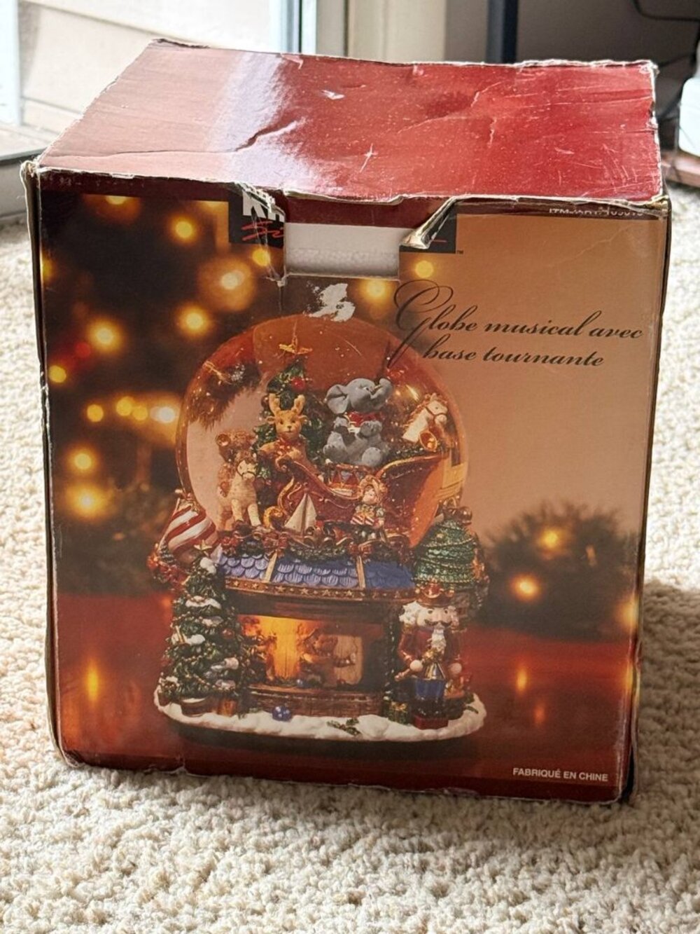 Kirkland Signature Vintage Musical Christmas Snow Globe Revolving Base Santa Box